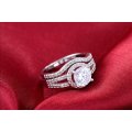 1.60 Carat Simulated Diamond Double-Band Engagement Ring. Size : 8 / Q