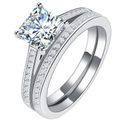 Stunning 1.50 Carat Princess Cut Simulated Diamond Ring Set (Double Band). Sizes Available : 6;7;8