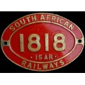 Original Brass Number Plate - South African Railways Class 15AR No. 1818 (Single Language).