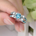 Beautiful Aqua Crystal Ring - Size 7