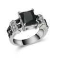 Gorgeous Black Crystal 10Kt White Gold Filled Ring - Size 6