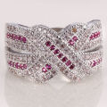 Stunning (Pink & White) Crystal Ring - Size 9 1/2
