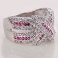 Stunning (Pink & White) Crystal Ring - Size 9 1/2