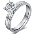 Beautiful Stainless Steel CZ Fashion Ring - Size 8
