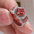 Stunning Red Crystal Ring - Size 6