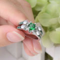 Beautiful Green Crystal Ring - Size 6 1/4