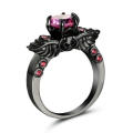 Beautiful Black Gold Filled Pink Crystal Ring - Size 9