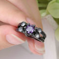 Beautiful Purple Crystal Ring - Size 6 3/4