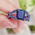 Beautiful Dark Blue Crystal Ring - Size 7
