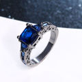 Black Gold Filled Blue Crystal Ring - Size 9