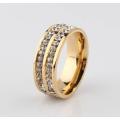 Stunning Diamante Yellow Gold Plated Ring - Size 10 1/2