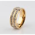 Stunning Diamante Gold Plated Ring - Size 13