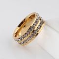 Stunning Diamante Gold Plated Ring - Size 13