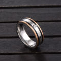 Men's Stainless Steel Crystal Ring - Size 10 1/2