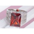 Elegant Red Crystal Fashion Ring - Size 8