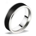 Elegant Silver & Black Men's Stainless Steel Ring - Size 12