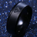 Men's Stainless Steel Superman Ring (Color - Black) - Size  8 1/4