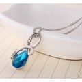 Gorgeous Blue Crystal Teardrop Necklace