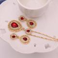 Exquisite Rhinestone Crystal Necklace & Earring Jewellery Set - Red