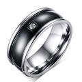 Elegant Stainless Steel Crystal Ring - Size 8