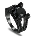 Elegant Black Gold Black Crystal Ring - Size 6 1/4