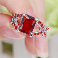 Beautiful Ruby Red Crystal Ring - Size 7