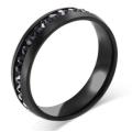 Black Stainless Steel Crystal Ring - Size 14