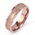Stainless Steel Rose Gold Frosted Ring - Size 7