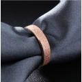Stainless Steel Rose Gold Frosted Ring - Size 7