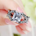 Beautiful Black Gold Filled White Crystal Ring - Size 5 3/4