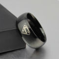 Black Stainless Steel Superman Ring - Size 10 1/2