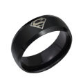 Black Stainless Steel Superman Ring - Size 10 1/2