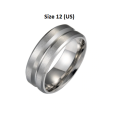 COMBO - 2 Rings - Stainless Steel Rings (Black - Size 13) (Silver Size 12)