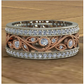 Stunning Rose Gold White Crystal Fashion Ring - Size 8 1/2