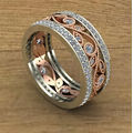 Stunning Rose Gold White Crystal Fashion Ring - Size 8 1/2