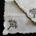 Set of 2 embroidered linen napkins 27 x 27cm - one has a few ight rust stains (due to age)