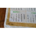 Tea towel - linen- Australia 1974 calendar  - good used condition