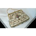 Evening bag - clutch - tapestry like fabric with gold chain
