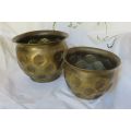 Brass planters x 2 - 13,5 and 10,5cm