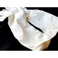 Vintage fashion gloves - embroidered, white nylon - size 7 1/2