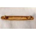 Vintage brooch - narrow - gold tone - 6.5cm long