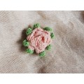 Pale pink crochet rose brooch 5 cm