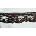 Tape lace trim - dark brown cotton - 8cm wide - price is per metre