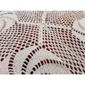 White hand crochet cotton tablecloth / bed cover / bedspread - 180 x 275 cm