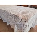 White hand crochet tablecloth / bed cover 3m x 2m.