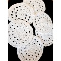 6 chunky white crochet table mats - 26cm - cotton