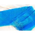 Vintage Mohair wool scarf - blue - 190 x 46cm
