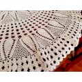 Small crochet tablecloth - round - 112cm diameter - white - good condition