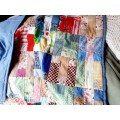Lovely, colourful quilt for a cot - blue- 126cm x 106cm