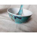 Turquoise soup bowl and spoon - Chinese